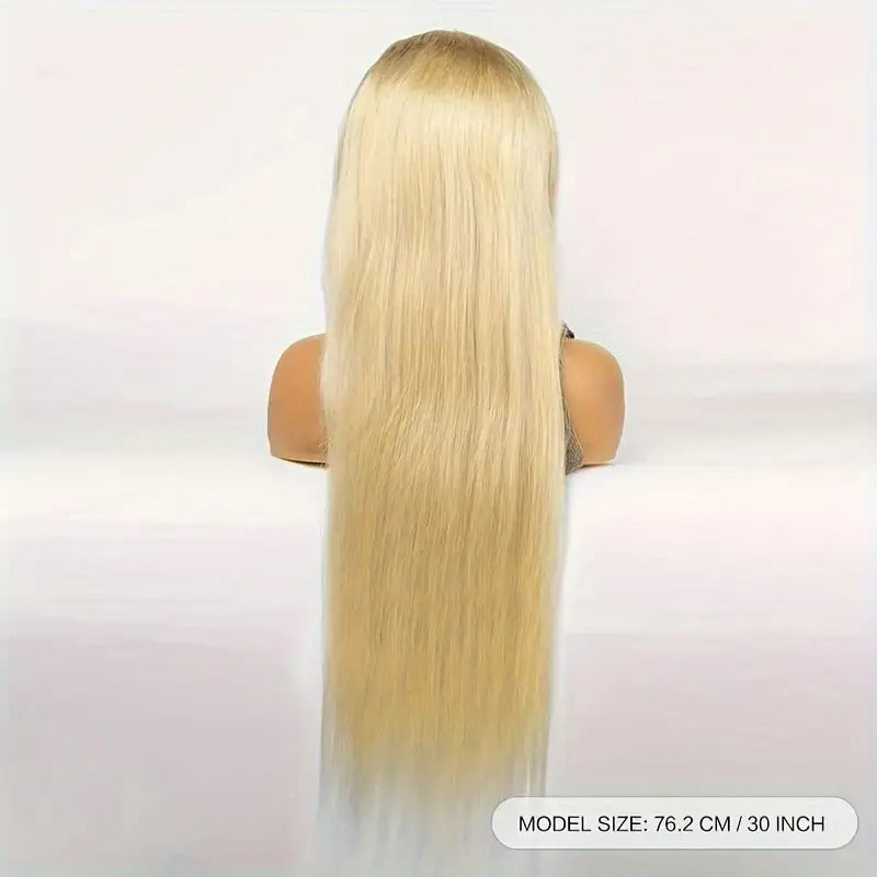Elegant 13x4 HD Lace Front Straight Human Hair, 200% Density, Glue-Free, Long Blonde Hair Extensions for Women, Perfect for Stylish Everyday Looks, Everyday Hair Extensions | Stylish Blonde Wig | Natural Texture Wig, Hair Wig